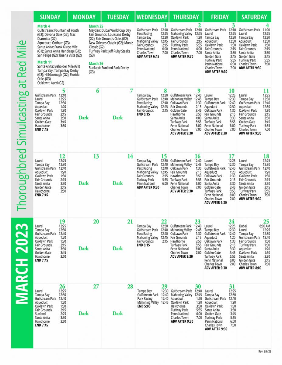 Schedules Red Mile Racing
